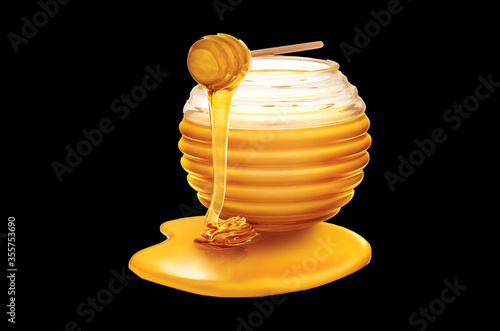 Honey dripping from a glass