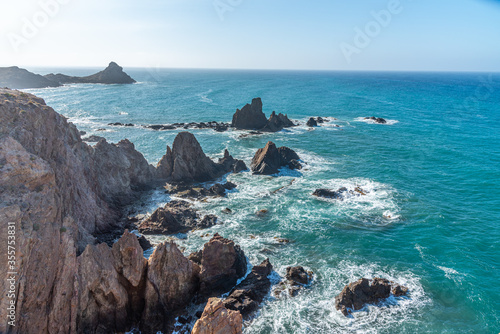 View of Arrecife de las sirenas at Cabo de Gata national park in Spain