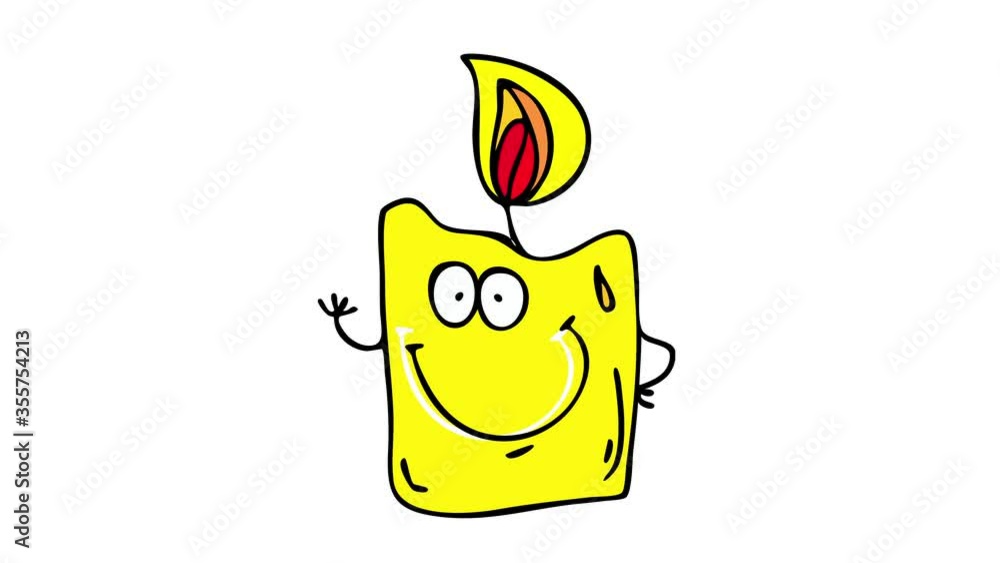 candle with a happy face and waving suggesting its saying goodbye because it is burning out