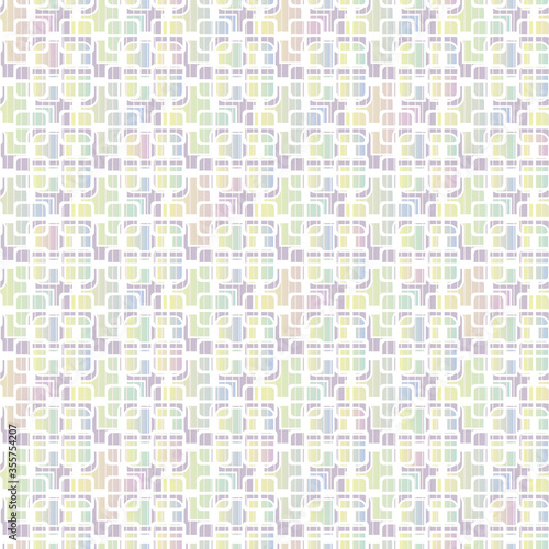 Abstract geometric seamless vector pattern with pastel ombre gradients and white grid. Decorative light surface print design for backgrounds, textures, stationery, wrapping paper, and packaging,