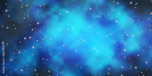 Dark BLUE vector layout with bright stars. Decorative illustration with stars on abstract template. Best design for your ad, poster, banner.