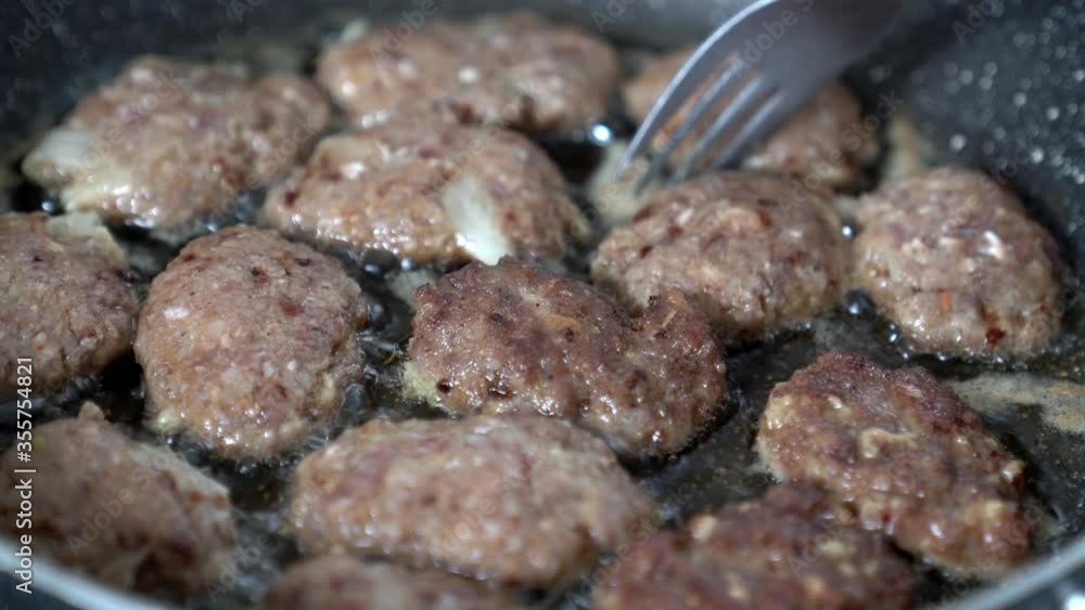 The meatballs in the pan,close-up The meatballs in the pan,close-up