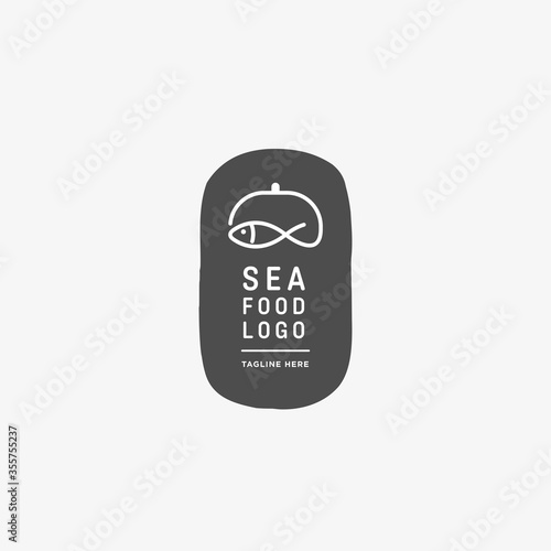 Fish and seafood restaurant logo, BBQ Fish and Sushi logo, Fish logo with minimalis style