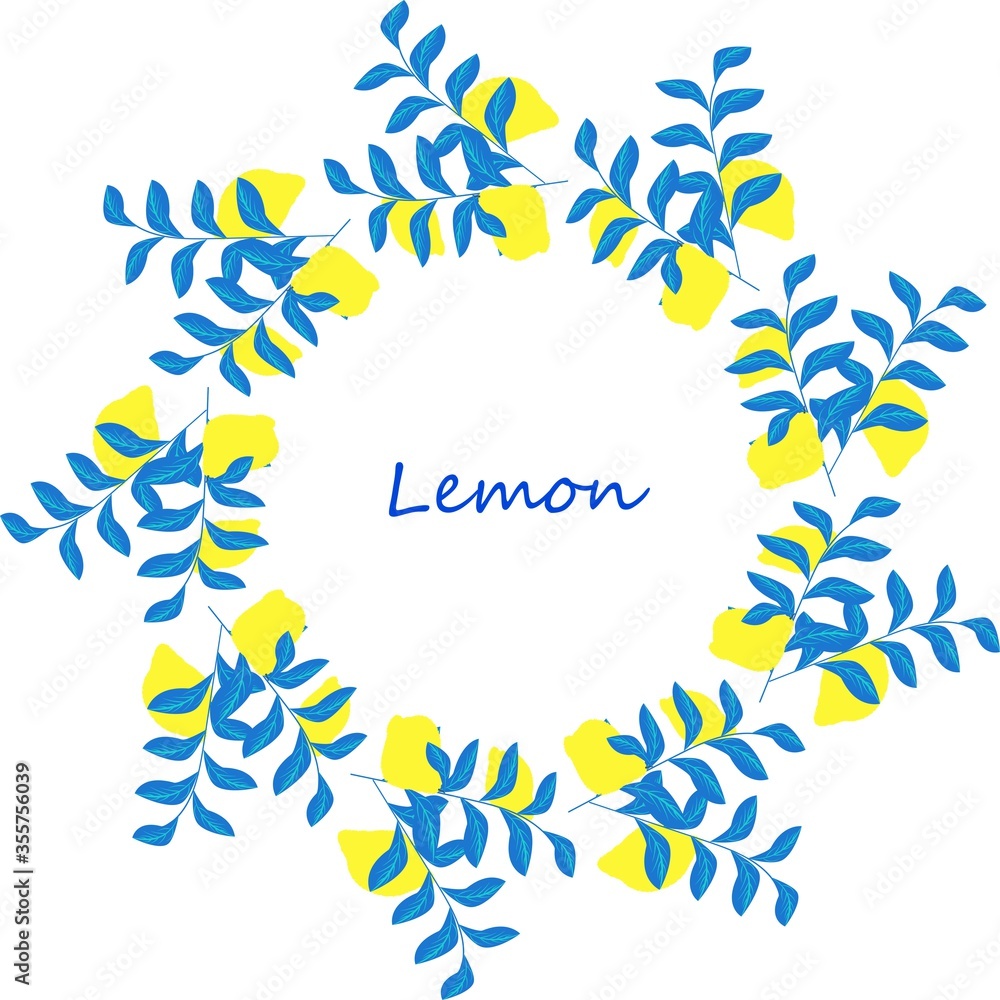 lemon wreath circle wreath with braches blue leaves