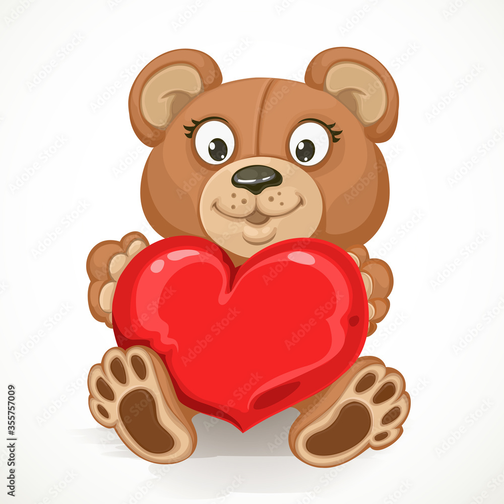 Fototapeta premium Beige teddy bear holding a heart