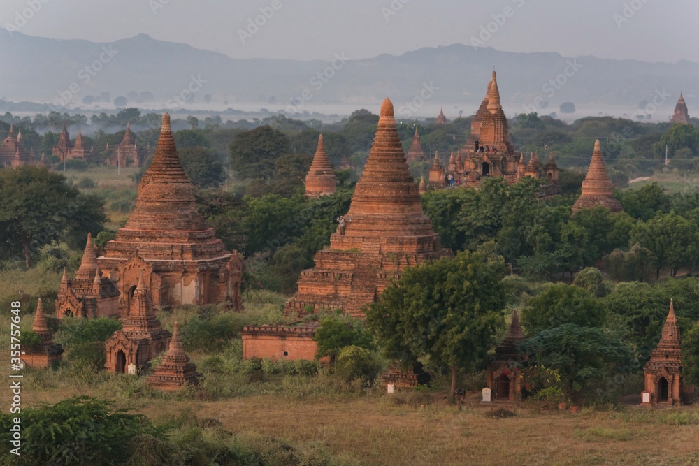 Sunrise Pagodas stupas and temples of Bagan in Myanmar, Burma Sunrise Pagodas stupas and temples of Bagan in Myanmar, Burma