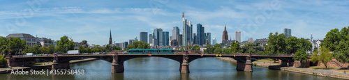 Ignas Bubis bridge with skyline  Frankfurt  Germany