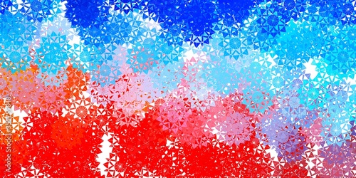 Light Blue, Red vector pattern with colored snowflakes.