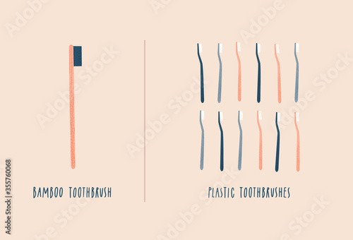 Zero waste bamboo toothbrush vs plastic toothbrush