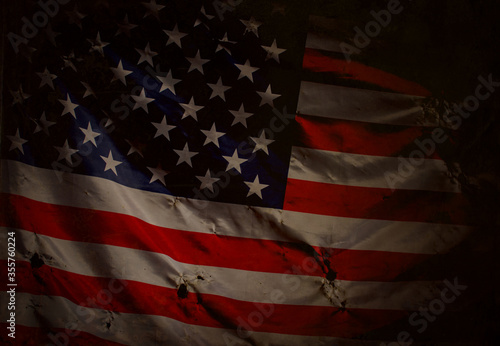 Closeup of grunge American flag