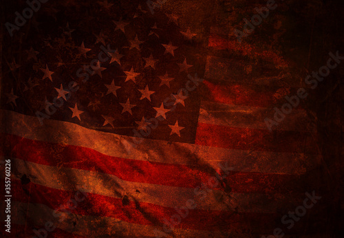 Closeup of grunge American flag