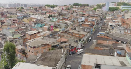 Aerial view of Favela slum in Brazil in Sao Paulo. Social Problem in Heliopolis Neighboorhod
 photo