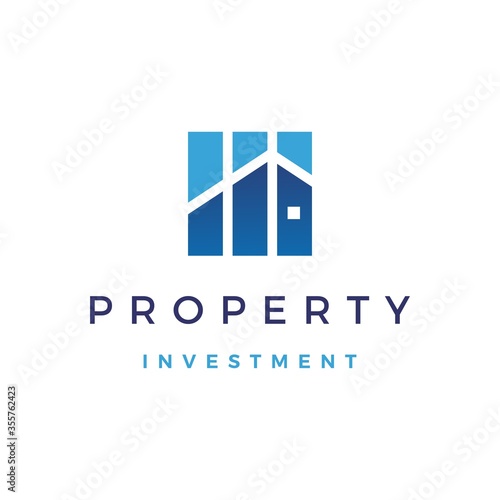 house home mortgage property investment bar chart logo vector icon illustration