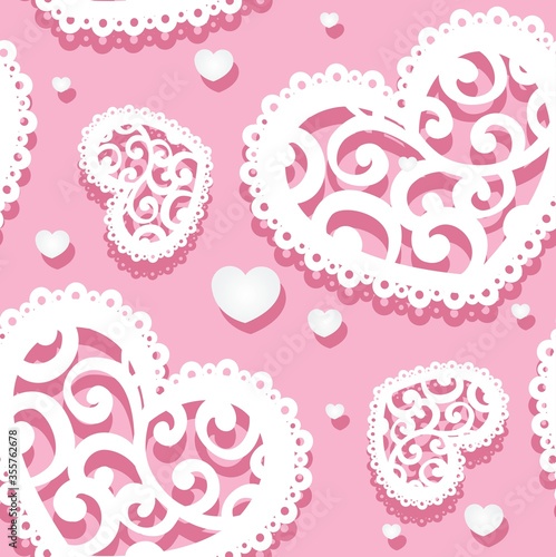 Seamless pattern of appliques of hearts Valentine