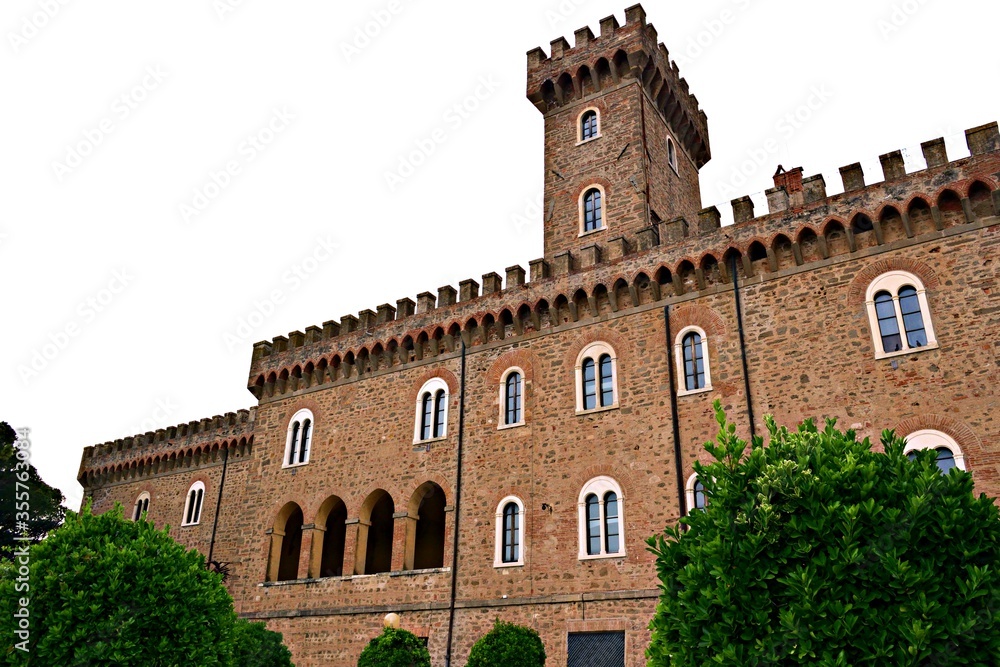 Pasquini castle of the nineteenth century in neo-medieval style located in Castiglioncello in the municipality of Rosignano Marittimo in Livorno, Tuscany, Italy
