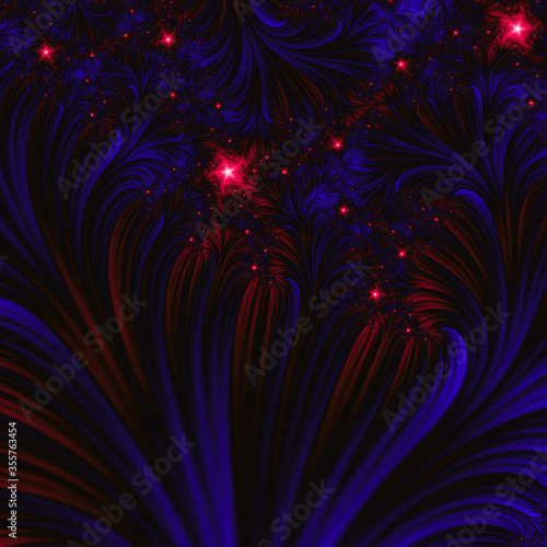 Blue fractal with pink star  beauty background