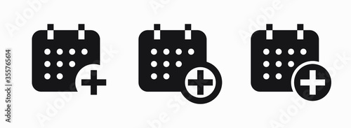 Сalendar with plus line vector minimalistic icon. Date symbol. Appointment day icon for web design. Modern flat organizer icon for app design. Business meeting sign minimal flat linear icons