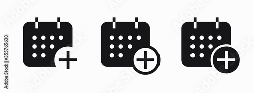 Сalendar with plus line vector minimalistic icon. Date symbol. Appointment day icon for web design. Modern flat organizer icon for app design. Business meeting sign minimal flat linear icons