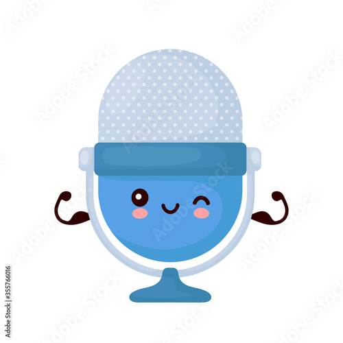 Cute happy funny studio microphone show muscle