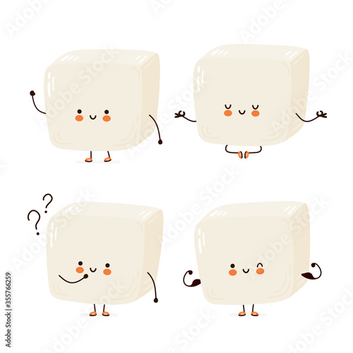 Cute happy funny tofu set collection