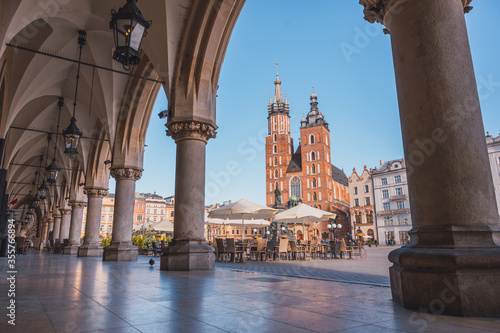 Krakow Old Town with view of St. Mary's Basilica