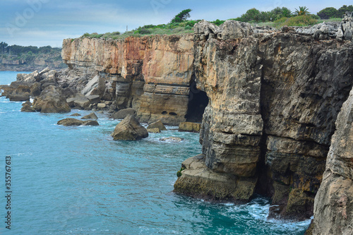 Rocky coast by the sea, Cascais, Portugal