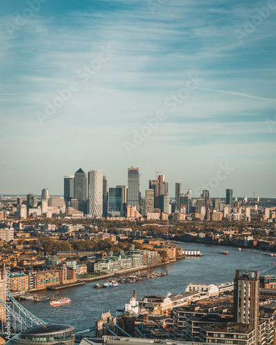 Photography Cityscape skyline views of London with St Paul's Cathedral, the City of London,