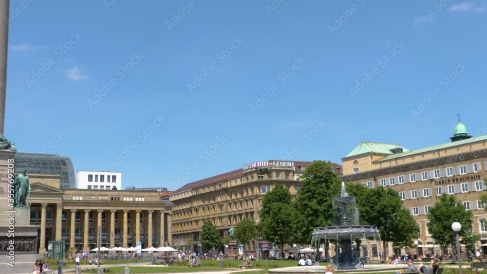 Downtown Stuttgart in Germany with fountain Downtown Stuttgart in Germany with fountain
