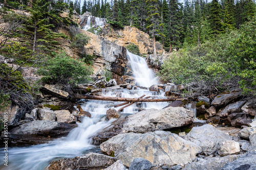 Tangle Falls waterfall in the mountains Alberta Canada photo