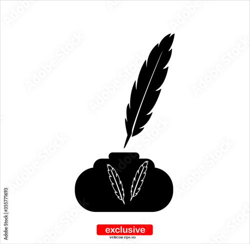 feather and inkwell icon