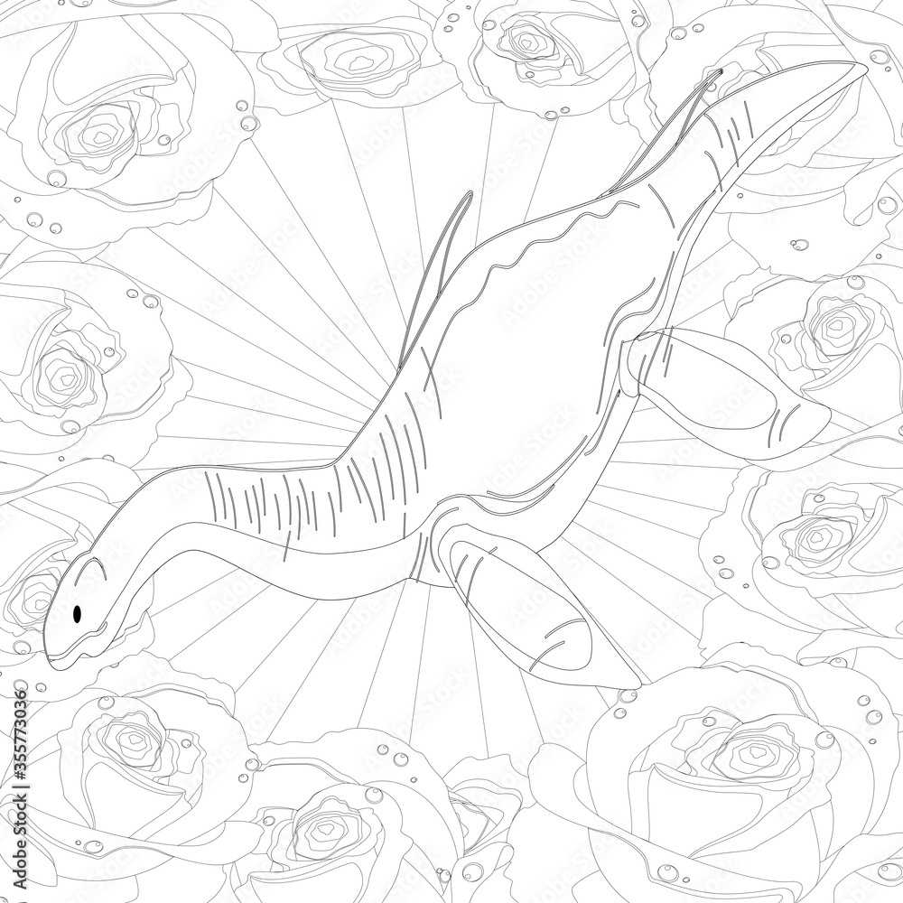Fototapeta premium Dinosaur Brachiosaurus Suitable For Any Of Graphic Design Project Such As Coloring Book And Education