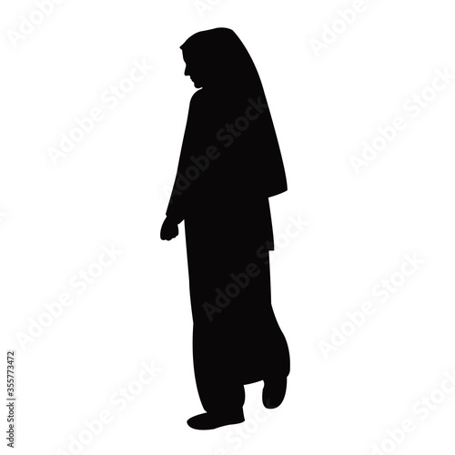 a woman in chador, walking body silhouette vector