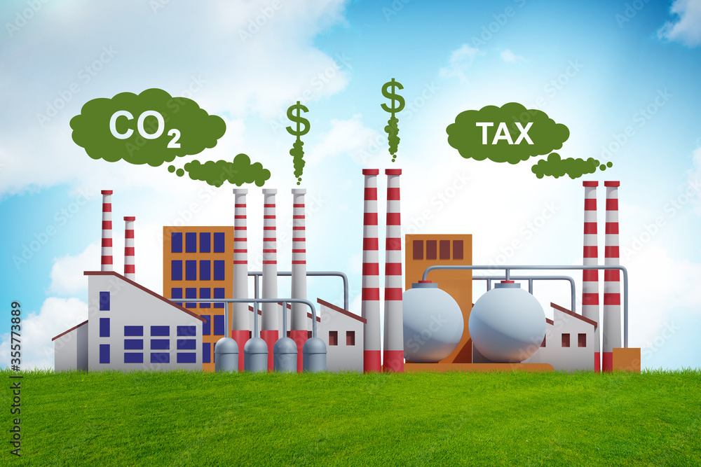 Carbon tax concept with industrial plant Carbon tax concept with industrial plant