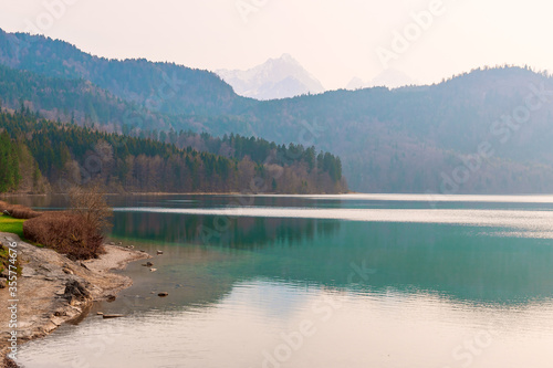 Alpsee lake lokated near the town of Fussen in Ostallgau district.Bavaria.Germany photo