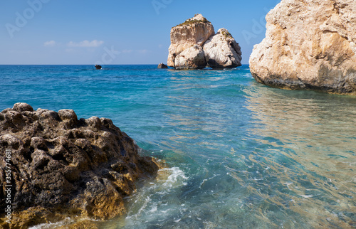 A sea stack on the Aphrodite's (Petra of Romiou) beach. Kouklia. Cyprus