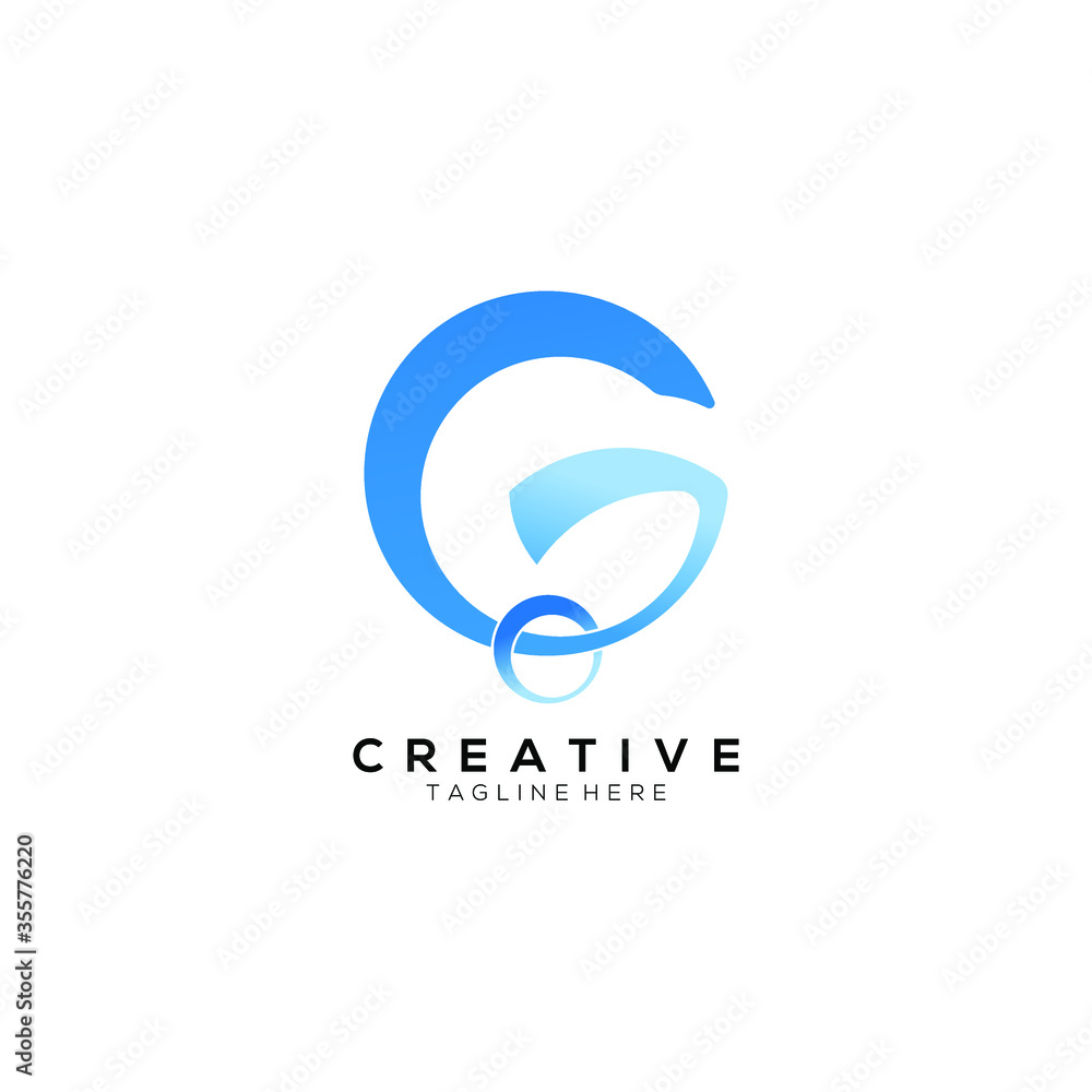 creative modern Letter G and ring icon gradient blue darker and lighter color logo design template creative modern Letter G and ring icon gradient blue darker and lighter color logo design template