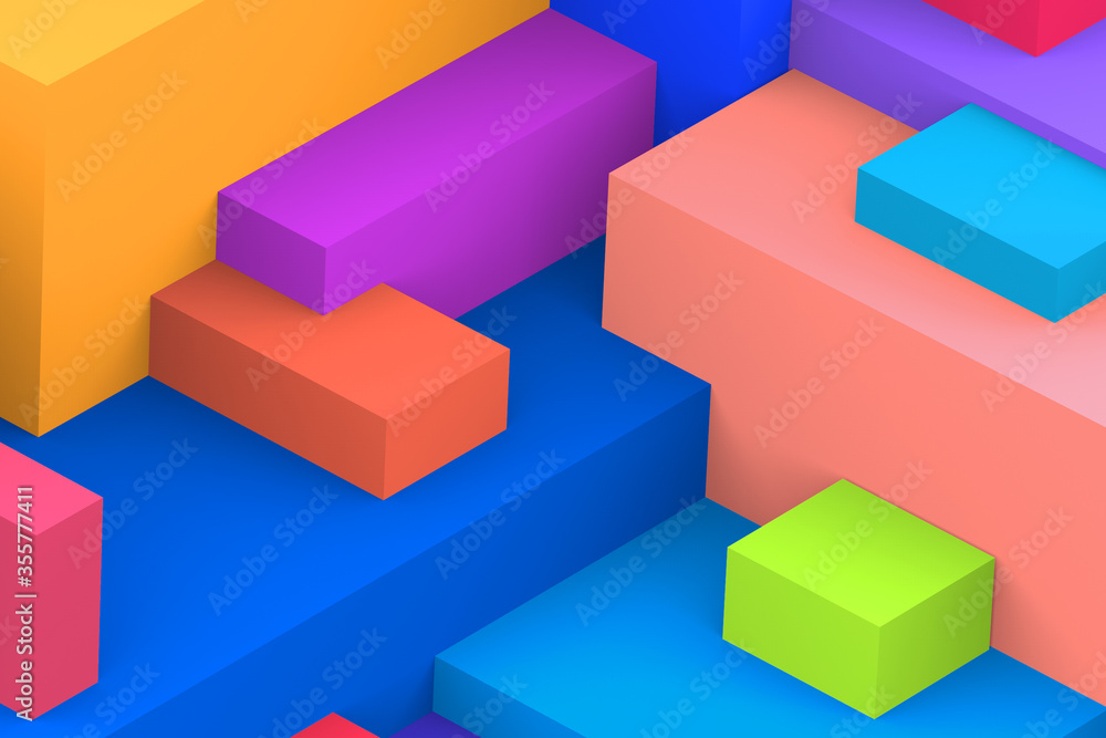 Obraz premium Abstract geometric cubic colorful background. isometric 3d render.