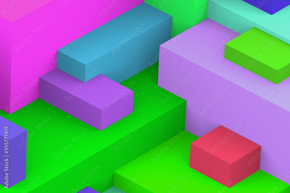 Obraz premium Abstract geometric cubic colorful background. isometric 3d render.