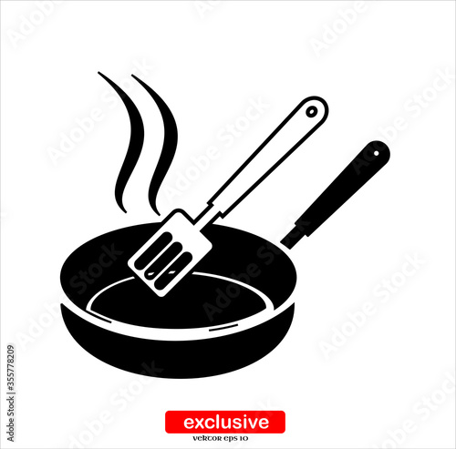 frying pan icon.Flat design style vector illustration for graphic and web design.