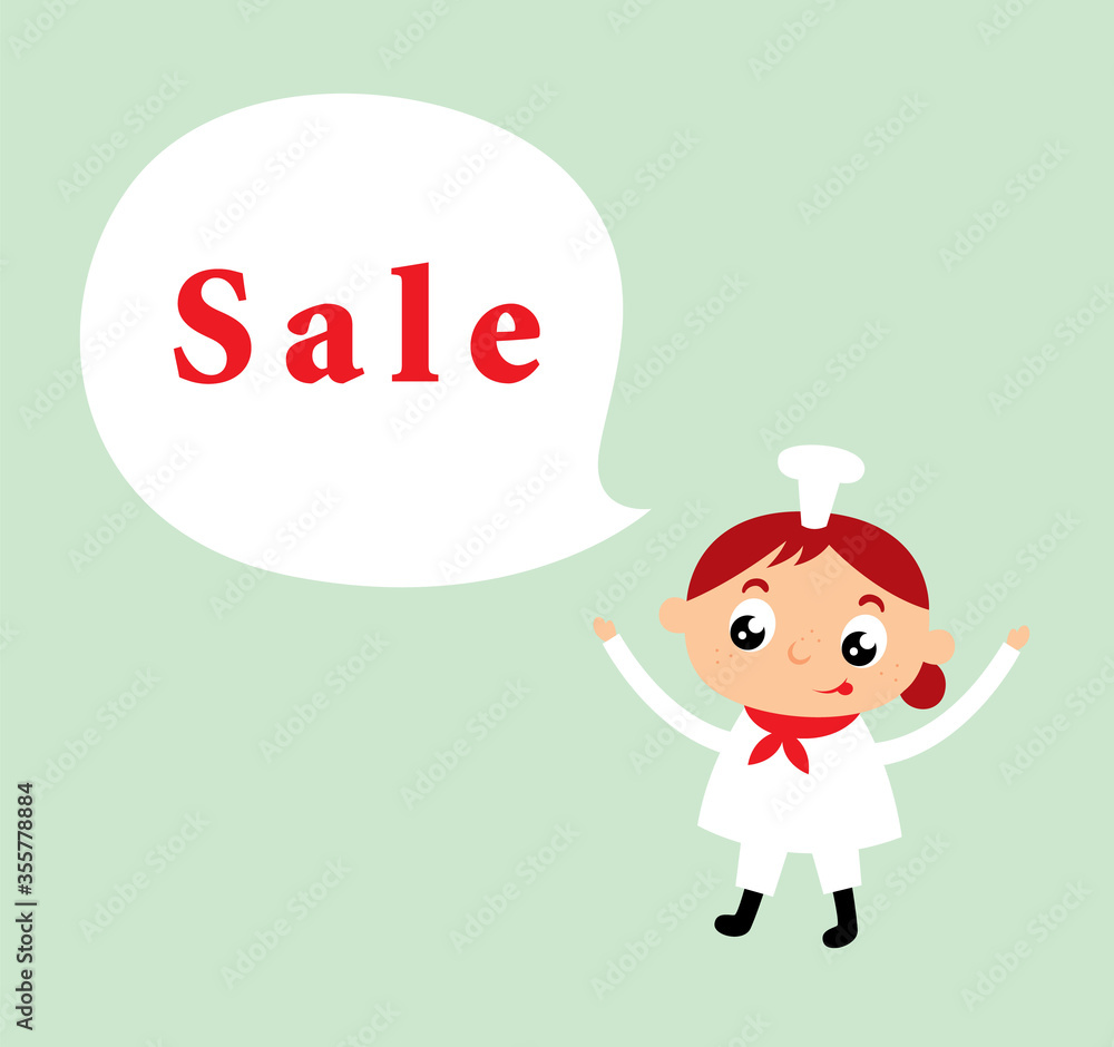 cute chef sale announcement vector