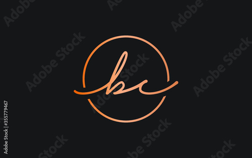bc or cb Cursive Letter Initial Logo Design, Vector Template