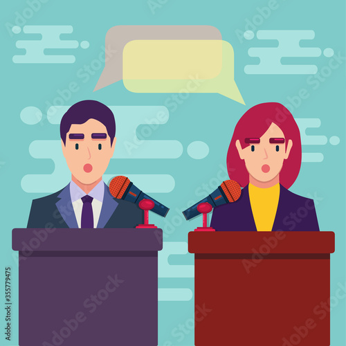 election debate concept vector illustration in flat style 