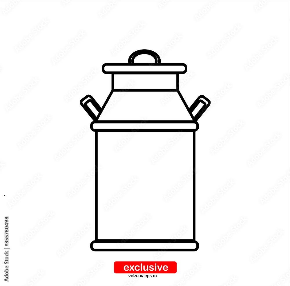 milk urn, milk jug icon.Flat design style vector illustration for graphic and web design.