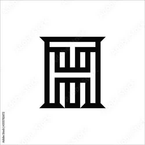simple and flat TH, HT Mononogram in square shape .vector