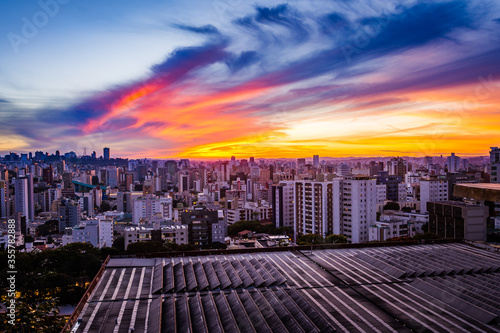 Cityscape View During Sunset from Professor Amílcar Vianna Martins Park View Point in Belo Horizonte, Minas Gerais State, Brazil photo