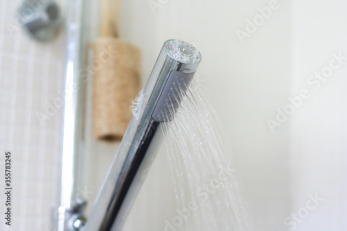 Cleaning a shower in bathroom