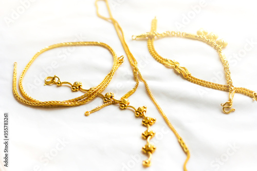 Gold necklace and gold bracelet