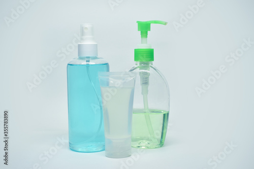 alcohol gel small bottle on white background
