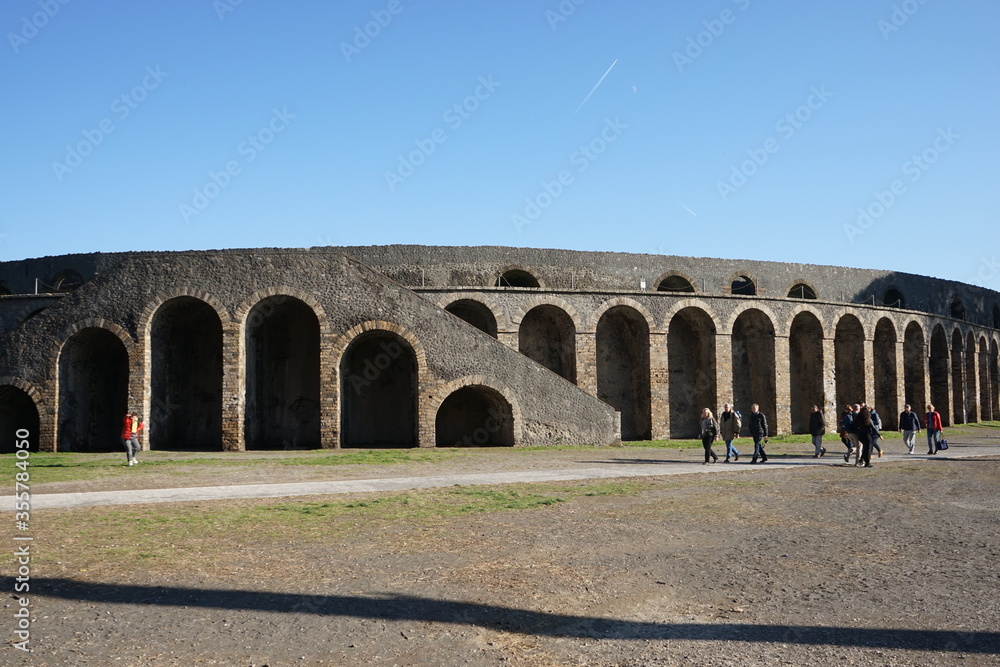 Amphitheater at Ruins of ancient city, in Pompeii, ancient roman city, Italy Amphitheater at Ruins of ancient city, in Pompeii, ancient roman city, Italy