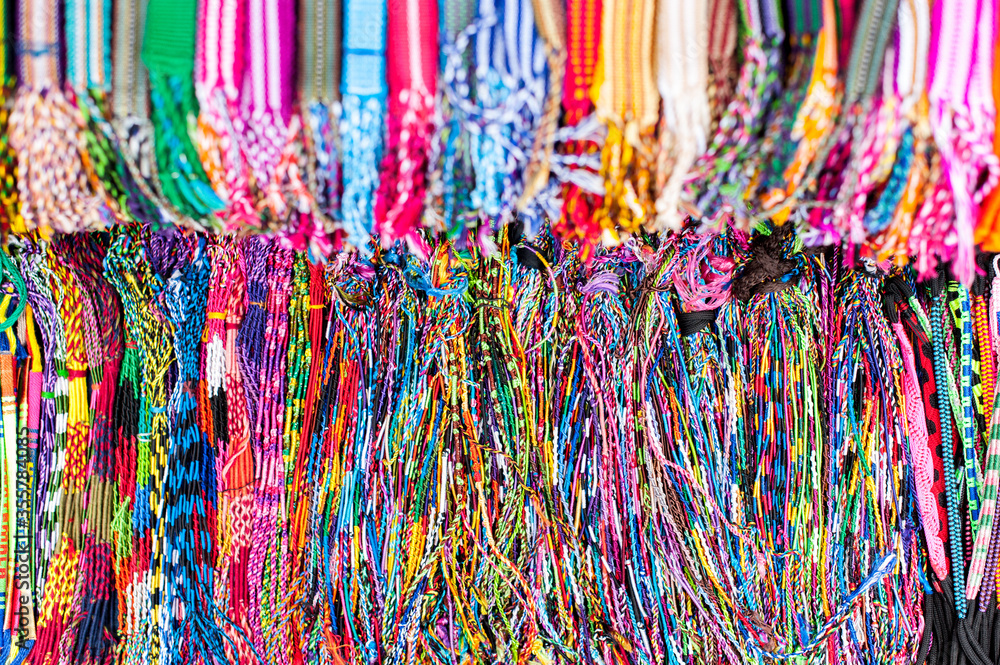 Textile products in the market of panajachel Guatemala